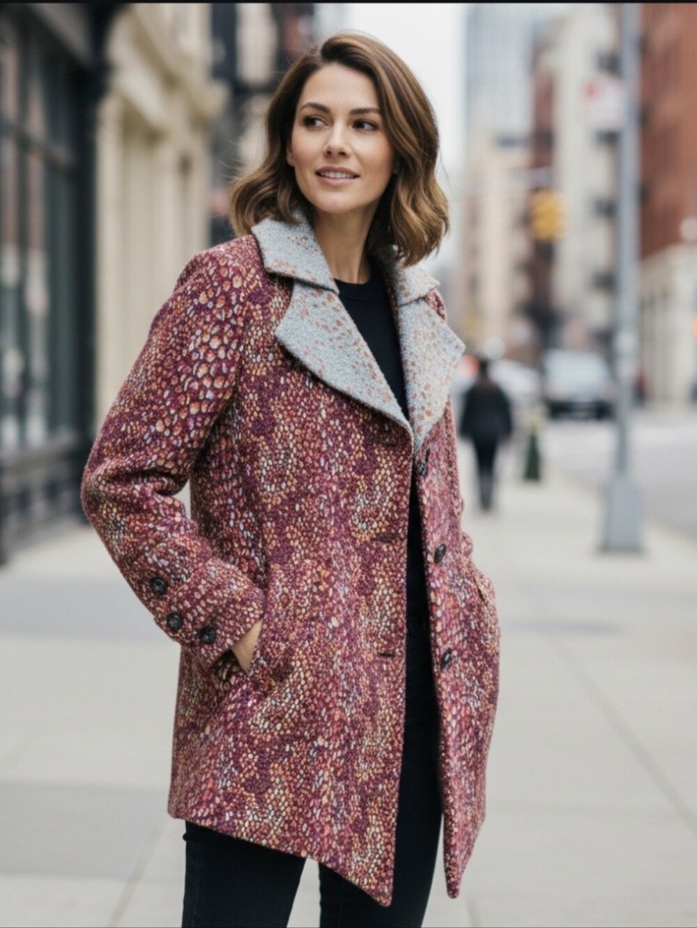 Samuel Dong Fall coat Wearable Art Dramatic Luxury Size Medium High-Low hem